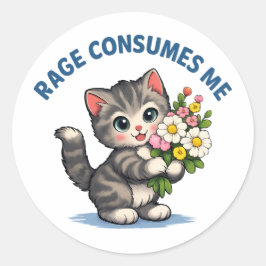 Rolig katt-raseri förtär mig runt klistermärke