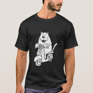 Rolig Katt Ridande Scooter Cool Tecknad Katt Älska T Shirt