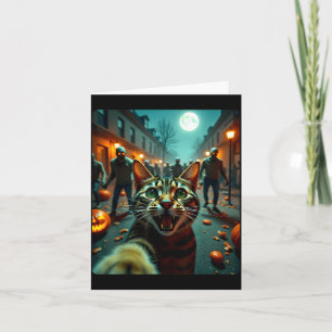 Rolig katt-selfie Halloween-zombies humor Kort
