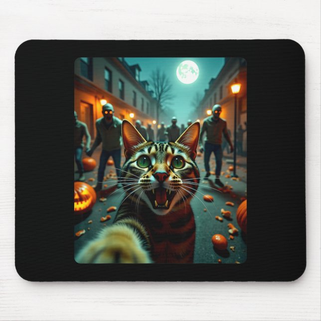 Rolig katt selfie Halloween zombies humor  Musmatta (Framsidan)