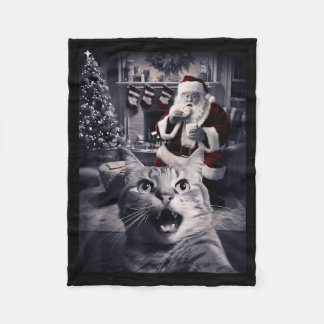 Rolig katt selfie jultomte jul fleecefilt