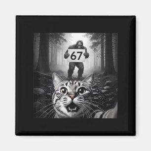 Rolig katt-selfie med Bigfoot 67 Six Seven Meme ja Magnet