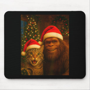 Rolig katt-selfie med Bigfoot jul Sasquatch Musmatta