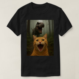 Rolig katt-selfie med dinosaurie | Katt-selfie kon T Shirt