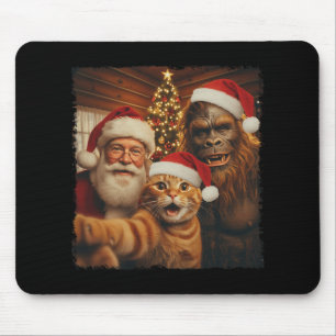 Rolig katt-selfie med Sasquatch och Santa jul Musmatta