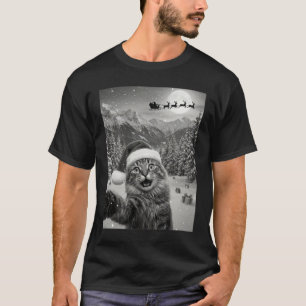 Rolig katt-selfie med tomte jul kattmas t shirt