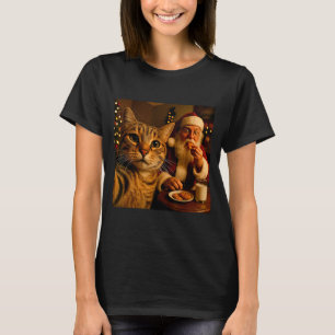 Rolig katt-selfie med tomte jul meme t shirt