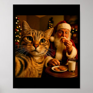 Rolig katt-selfie med tomten jul meme poster