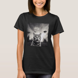 Rolig katt-selfie med UFO T Shirt