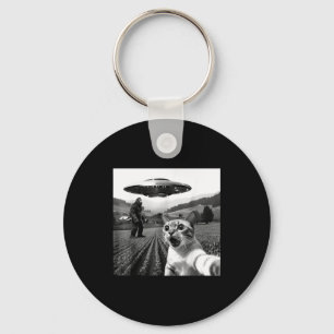 Rolig katt-selfie med utomjording Ufo Funny Cat Al Nyckelring