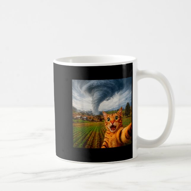 Rolig Katt Selfie Meme Tornado  Kaffemugg (Höger)