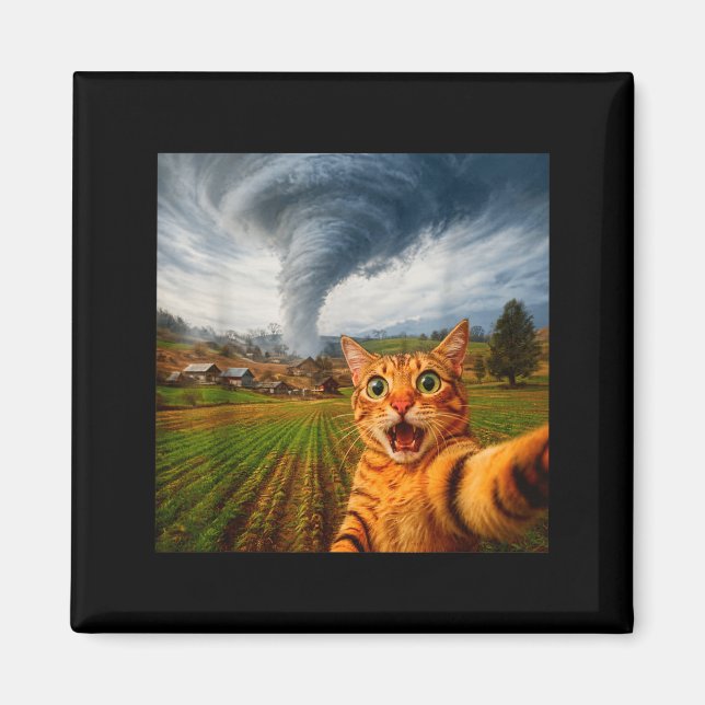 Rolig Katt Selfie Meme Tromb Magnet (Framsidan)