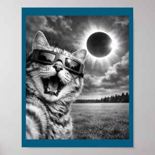 Rolig katt-selfie solförmörkelse djur poster