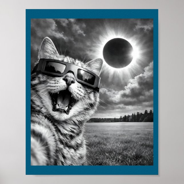Rolig katt-selfie solförmörkelse djur poster (Framsidan)