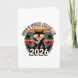 Rolig katt semester resa tjejer på kryssning 2026 kort