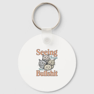 Rolig Katt Ser Genom Din Vintage Design Nyckelring