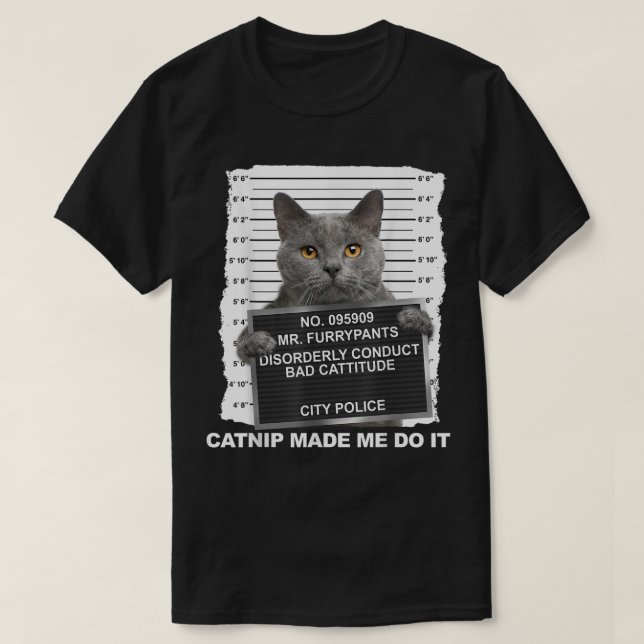 Rolig Katt Signalement Kattsnille Fick Mig Att Gör T Shirt (Design framsida)
