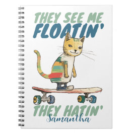 Rolig katt skateboard de hatar present för barn anteckningsbok