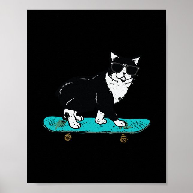 Rolig katt skateboardåkning  poster (Framsidan)