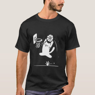 Rolig Katt Slam Dunk Basket Meme Retro Sport T Shirt