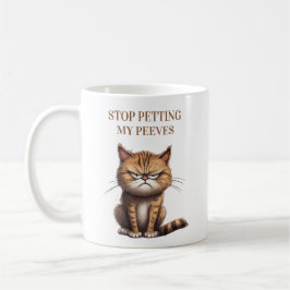 Rolig katt sluta smeka mina irritationer kaffemugg