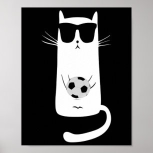 Rolig katt som använder solglasögon spelar fotboll poster