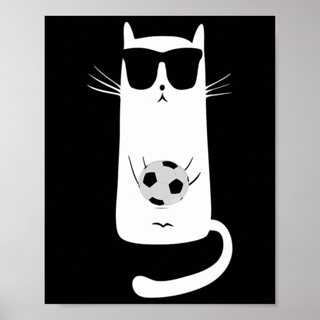 Rolig katt som använder solglasögon spelar fotboll poster (Framsidan)