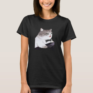 Rolig katt som arbetar på en bärbar dator, älskar t shirt