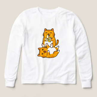 Rolig katt som äter banan Neko söt tecknad orange T Shirt