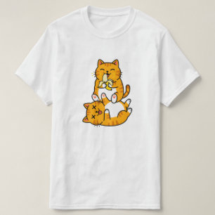 Rolig katt som äter banan Neko söt tecknad orange T Shirt