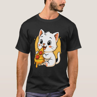 Rolig Katt som äter Pizza Grafik Pojkar Flickor Ka T Shirt