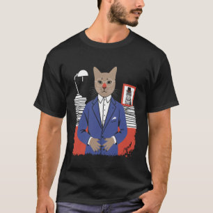 Rolig katt som bär smoking entreprenör affärsman t shirt
