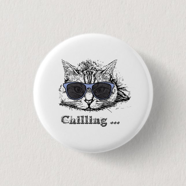 Rolig katt som chillar med söta solglasögon       knapp (Framsida)