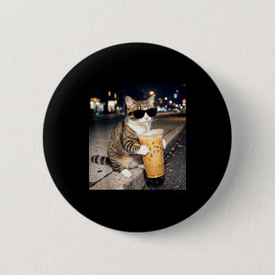 Rolig katt som dricker iskaffe djur meme för män knapp
