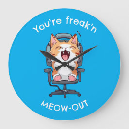 Rolig Katt som Freak'n Meow Ut Stor Klocka