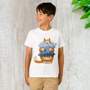 Rolig katt som håller fisk tecknad hungrig katt t shirt
