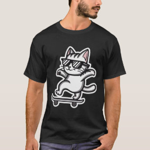 Rolig katt som kör skateboard med solglasögon Skat T Shirt