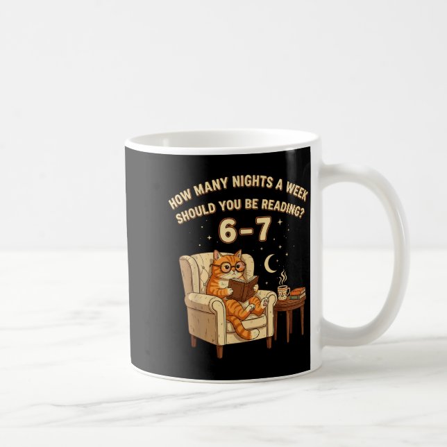 Rolig katt som läser 6-7 Meme Englieacher Bokälska Kaffemugg (Höger)