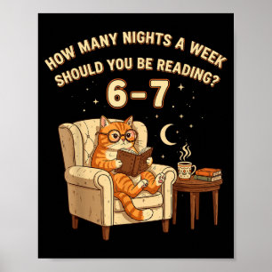 Rolig katt som läser 6-7 Meme Englieacher Bokälska Poster