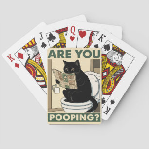 Rolig katt som läser tidning på toaletten casinokort