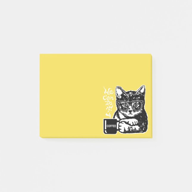 Rolig katt som motiveras av kaffe post-it block (Framsida)