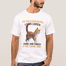 Rolig katt som multitaskar t shirt