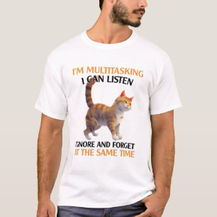 Rolig katt som multitaskar t shirt