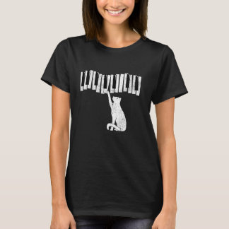 Rolig katt som pekar på piano Katt som spelar pian T Shirt