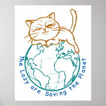 Rolig Katt som Räddar Planeten Lata Miljöaktivist