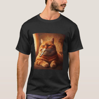 Rolig katt som röker cigarett söt katt meme design t shirt