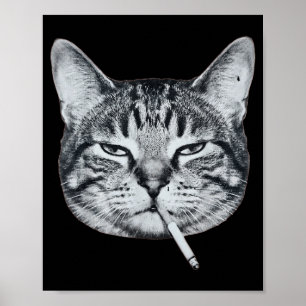 Rolig katt som röker cigarett tabby katt meme hjär poster