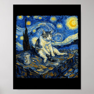 Rolig katt som röker kattmeme för män kvinnor poster