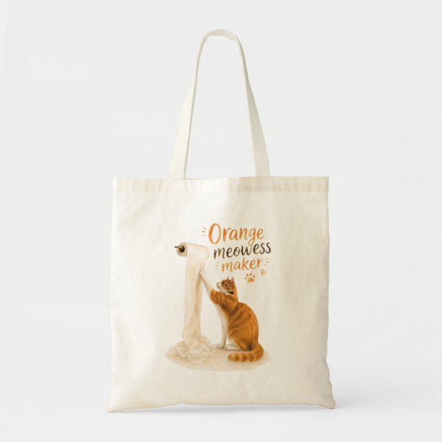 Rolig Katt som Rullar ut Toalettpapper Tygkasse (Framsidan)