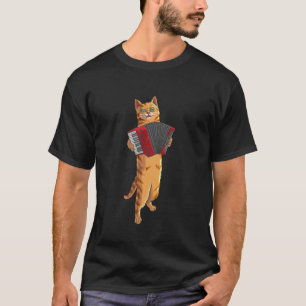 Rolig katt som spelar dragspel Cool musiker Harmon T Shirt
